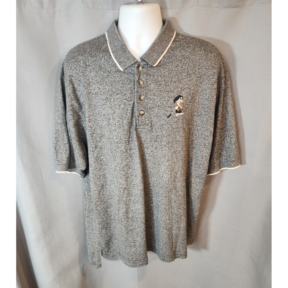 Walt Disney Foursome Grumpy‎ Dwarf Golf Polo Shirt Mens XXL Gray 100% Cotton